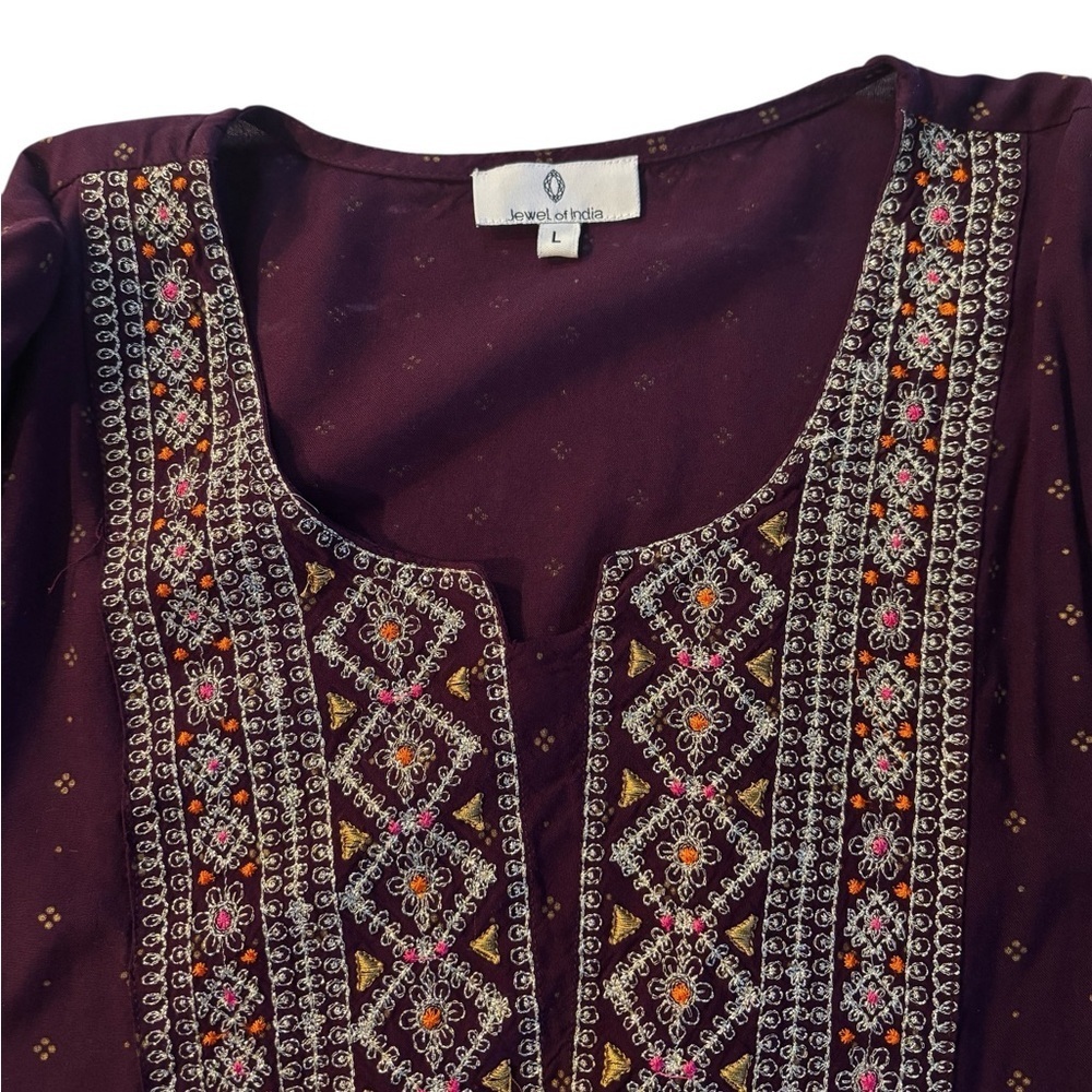 Embroidered Purple Midi Dress - Picture 4 of 4
